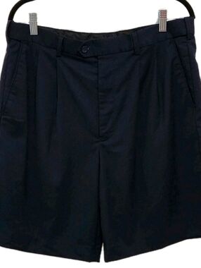 Bocaccio Mens 34 Navy Blue Pleated Golf Shorts Comfort Stretch Waist